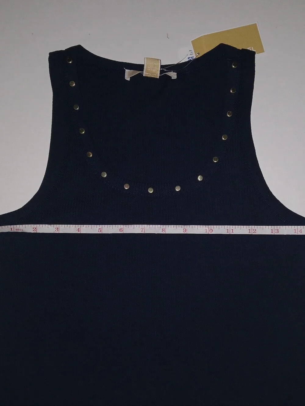 Michael Kors Ribbed Knit Tank with Gold Studs Spring/Summer 26 Midnight Blue